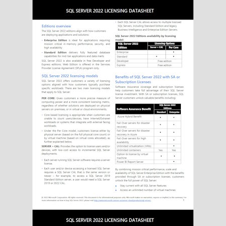 SQL Server 2022 Licensing Guide